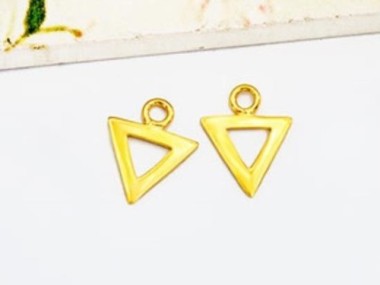 925 Sterling Silver Gold Vermeil Style Triangle Charms 8.5x7.5 mm.