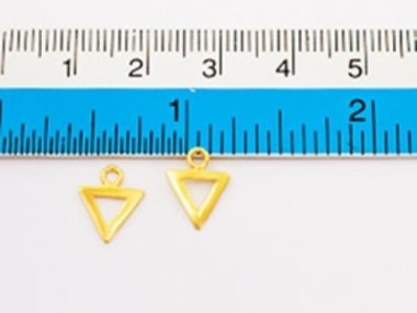 925 Sterling Silver Gold Vermeil Style Triangle Charms 8.5x7.5 mm.