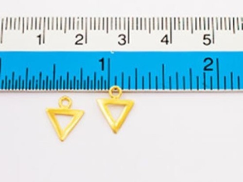 4 of 925 Sterling Silver Gold Vermeil Style Triangle Charms 8.5x7.5 mm.