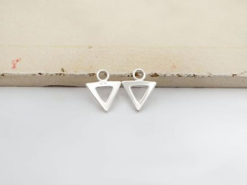 4 of 925 Sterling Silver Triangle Charms 8.5x7.5 mm. Polish Finished .