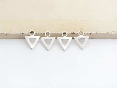 4 of 925 Sterling Silver Triangle Charms 8.5x7.5 mm. Polish Finished .