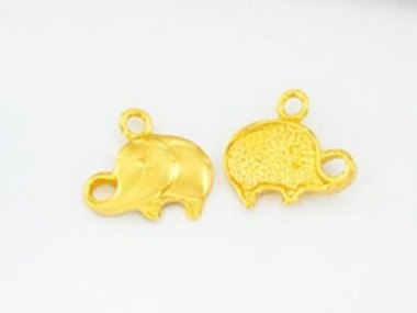 925 Sterling Silver 24k Gold Vermeil Style Elephant Charms 8x12 mm.