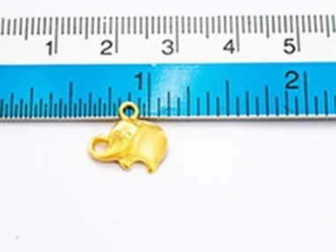 925 Sterling Silver 24k Gold Vermeil Style Elephant Charms 8x12 mm.