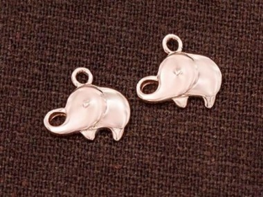 925 Sterling Silver Rose Gold Vermeil Style Elephant Charms 8x12 mm.