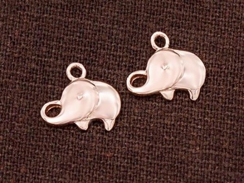 2 of 925 Sterling Silver Rose Gold Vermeil Style Elephant Charms 8x12 mm.