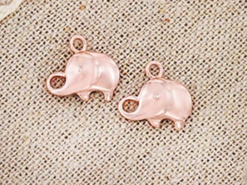 2 of 925 Sterling Silver Rose Gold Vermeil Style Elephant Charms 8x12 mm.