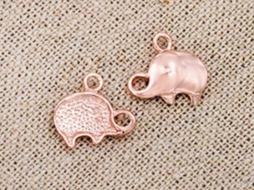 2 of 925 Sterling Silver Rose Gold Vermeil Style Elephant Charms 8x12 mm.