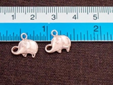 925 Sterling Silver Rose Gold Vermeil Style Elephant Charms 8x12 mm.