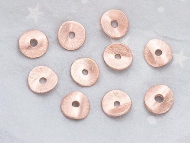 Karen hill tribe Rose Gold Vermeil Style Brushed Curve Disc Beads 7.5mm.