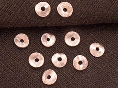 10 of Karen hill tribe Rose Gold Vermeil Style Brushed Curve Disc Beads 7.5mm.