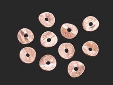 Karen hill tribe Rose Gold Vermeil Style Brushed Curve Disc Beads 7.5mm.