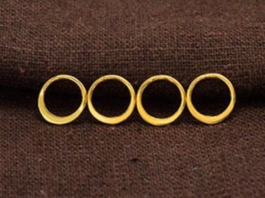 925 Sterling Silver Gold Vermeil Style Circle Links, Connectors 9 mm.