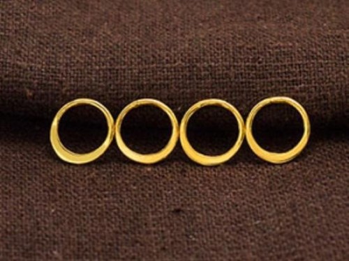 4 of 925 Sterling Silver Gold Vermeil Style Circle Links, Connectors 9 mm. Polish Finished