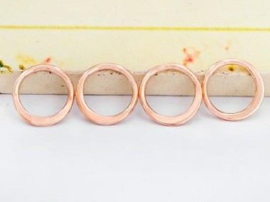 925 Sterling Silver Rose Gold Vermeil Style Circle Links, Connectors 9 mm.