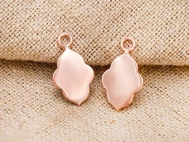 925 Sterling Silver Rose Gold Vermeil Style Moroccan Style Drop Charms 9x13mm.