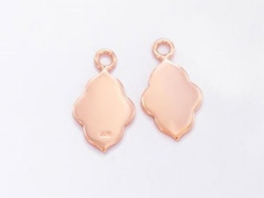 925 Sterling Silver Rose Gold Vermeil Style Moroccan Style Drop Charms 9x13mm.