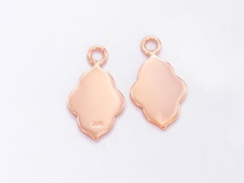 2 of 925 Sterling Silver Rose Gold Vermeil Style Moroccan Style Drop Charms 9x13mm. Polish Finished .