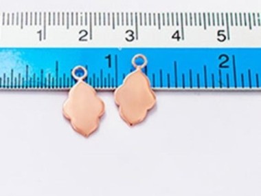 925 Sterling Silver Rose Gold Vermeil Style Moroccan Style Drop Charms 9x13mm.