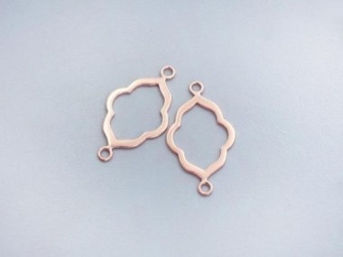 925 Sterling Silver Rose Gold Vermeil Style Moroccan Style Drop Links, Connectors 15x20 mm.