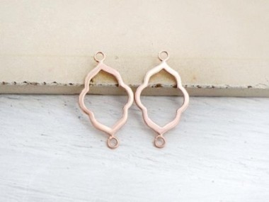 925 Sterling Silver Rose Gold Vermeil Style Moroccan Style Drop Links, Connectors 15x20 mm.