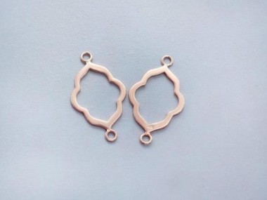 925 Sterling Silver Rose Gold Vermeil Style Moroccan Style Drop Links, Connectors 15x20 mm.