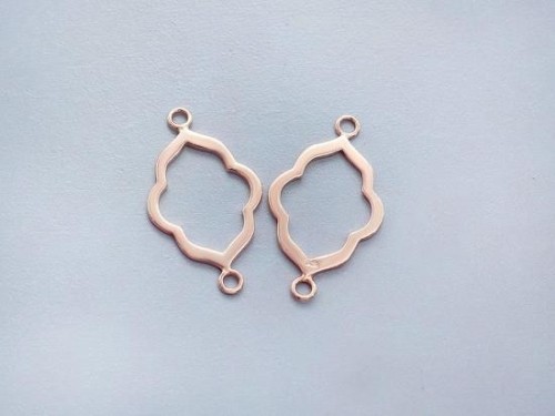 2 of 925 Sterling Silver Rose Gold Vermeil Style Moroccan Style Drop Links, Connectors 15x20 mm.