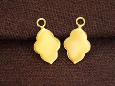 925 Sterling Silver Gold Vermeil Style Moroccan Style Drop Charms 9x13mm.