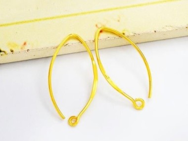 925 Sterling Silver Gold Vermeil Style Earwires 10x23 mm.