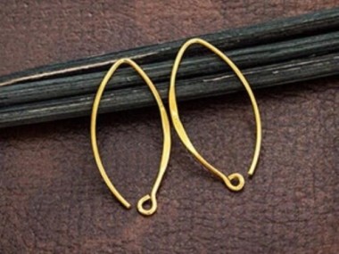 925 Sterling Silver Gold Vermeil Style Earwires 10x23 mm.