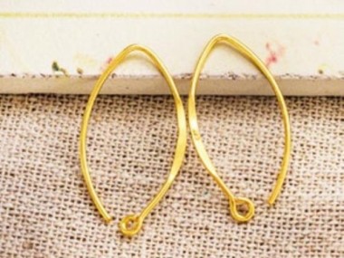 925 Sterling Silver Gold Vermeil Style Earwires 10x23 mm.