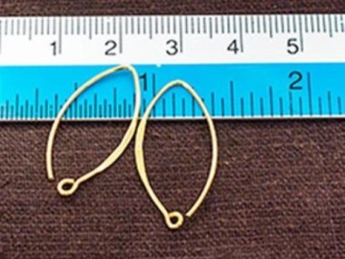 925 Sterling Silver Gold Vermeil Style Earwires 10x23 mm.