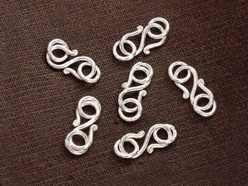 6 of Karen Hill Tribe Silver Clasps 13 mm.