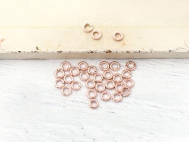 925 Sterling Silver Rose Gold Vermeil Style Opened Jump Rings 3x0.7mm.