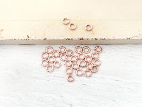 30 of 925 Sterling Silver Rose Gold Vermeil Style Opened Jump Rings 3x0.7mm.