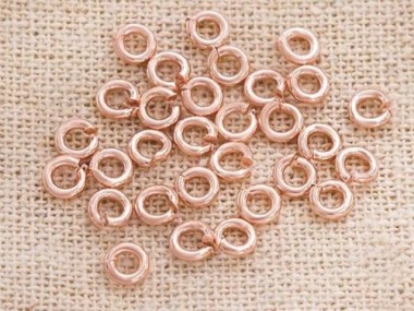 925 Sterling Silver Rose Gold Vermeil Style Opened Jump Rings 4x1mm.