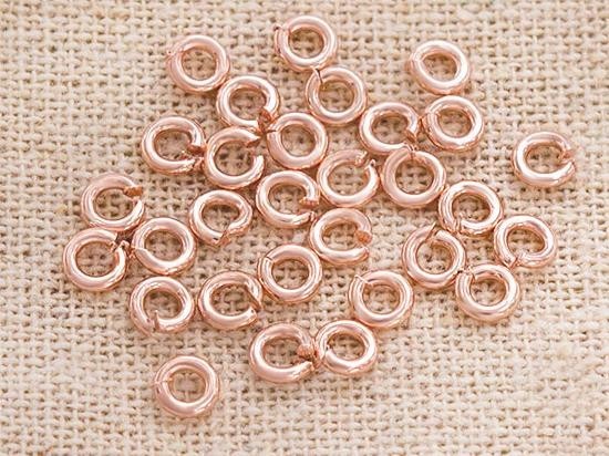 30 of 925 Sterling Silver Rose Gold Vermeil Style Opened Jump Rings 4x1mm.