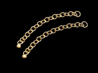 2 of 925 Sterling Silver Gold Vermeil Style Extension Chains 1.5 inches with Ball Charm.