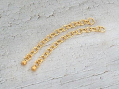 Gold Vermeil Style Extension Chains 1.5 inches with Ball Charm