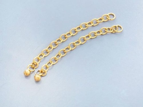 2 of 925 Sterling Silver Gold Vermeil Style Extension Chains 1.5 inches with Ball Charm.