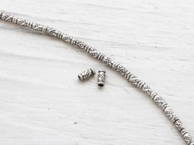 Karen Hill Tribe Silver Imprinted Bamboo Beads 2.5x5 mm.