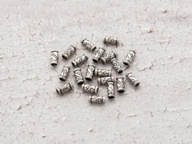 Karen Hill Tribe Silver Imprinted Bamboo Beads 2.5x5 mm.