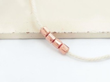 karen hill tribe Rose Gold Vermeil Style Drum Beads 4x5 mm.