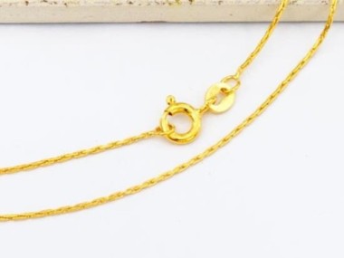 Gold Vermeil Style Elongated Cable Chain Necklace