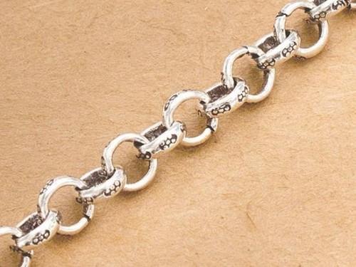 6.5 inches of Karen Hill Tribe Silver Imprint Opened Link Chain 6mm.