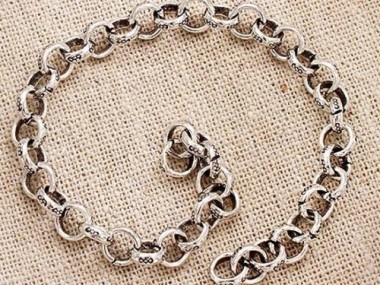 Karen Hill Tribe Silver Imprint Opened Link Chain 6mm.