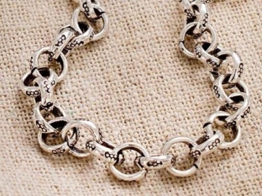 Karen Hill Tribe Silver Imprint Opened Link Chain 6mm.