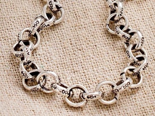 6.5 inches of Karen Hill Tribe Silver Imprint Opened Link Chain 6mm.