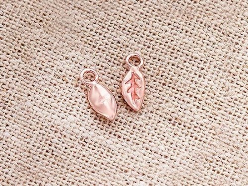 4 of 925 Sterling Silver Rose Gold Vermeil Style Leaf Charms 4x7 mm. , small leaf charms.