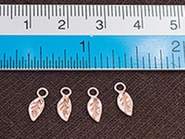 925 Sterling Silver Rose Gold Vermeil Style Leaf Charms 4x7 mm.