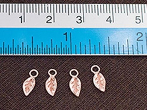 4 of 925 Sterling Silver Rose Gold Vermeil Style Leaf Charms 4x7 mm. , small leaf charms.